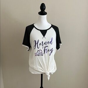 GAMEDAY Horned Frogs Black and White Women's Waffle Tee